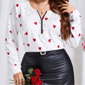 Valentine Hearts Zipper Front Top Size 4XL